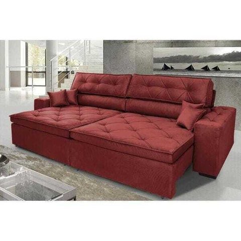 Sofá Austin 3.02M Retrátil e Reclinável. Molas No Assento e Almofadas. Tecido Suede Velusoft