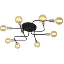 Ver imagem 3 de Lustre Plafon Hashtag Preto Com Escovado De 8 Braços