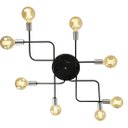 Ver imagem 1 de Lustre Plafon Hashtag Preto Com Escovado De 8 Braços