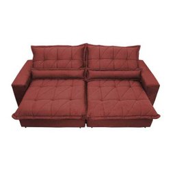 Sofá Retrátil e Reclinável 2,52m com Molas Ensacadas Cama Inbox Soft Tecido Suede Vermelho - 5
