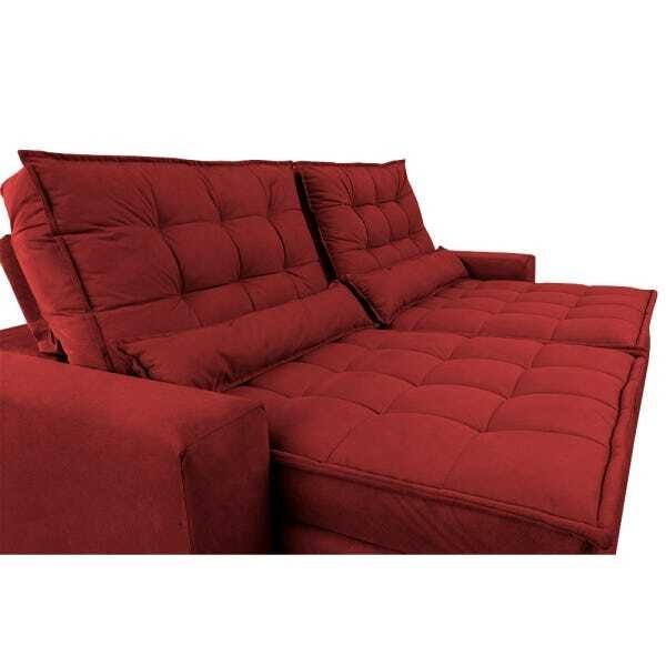 Sofá Retrátil e Reclinável com Molas Ensacadas Cama Inbox Gold 2,32M Tecido Suede Velusoft Vermelho - 4