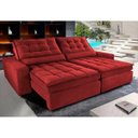 Ver imagem 1 de Sofá Retrátil e Reclinável com Molas Ensacadas Cama Inbox Gold 2,32M Tecido Suede Velusoft Vermelho