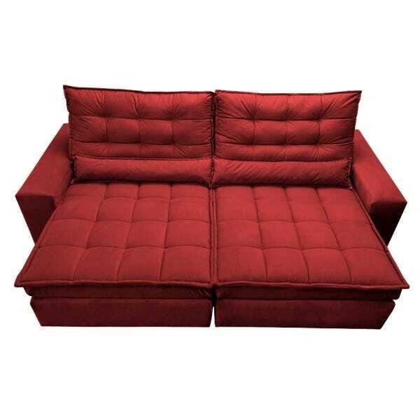 Sofá Retrátil e Reclinável com Molas Ensacadas Cama Inbox Gold 2,32M Tecido Suede Velusoft Vermelho - 5