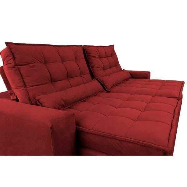 Sofá Retrátil e Reclinável com Molas Ensacadas Cama Inbox Gold 2,52M Tecido Suede Velusoft Vermelho - 4