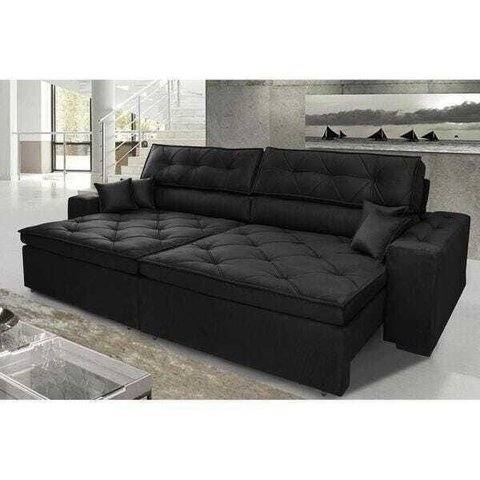 Sofá Austin 2.82M Retrátil e Reclinável. Molas No Assento e Almofadas. Tecido Suede Velusoft