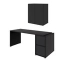 Ver imagem 2 de Mesa Escritório 1,70m C/ Balcão e Armário Aéreo 2 Portas F5 Cor:preto