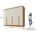 Ver mais imagens de Guarda-Roupa 100% MDF 6 Portas 3 Gavetas Lisboa Yescasa Bege/Cinamomo/Off White