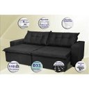 Ver imagem 3 de Sofá Austrália 2.72M Retrátil e Reclinável. Molas e Pillow No Assento Tecido Suede Preto Cama