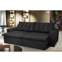 Ver imagem 1 de Sofá Austrália 2.92M Retrátil e Reclinável. Molas e Pillow No Assento Tecido Suede Preto Cama