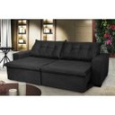 Ver imagem 1 de Sofá Austrália 3.12M Retrátil e Reclinável. Molas e Pillow No Assento Tecido Suede Preto Cama