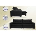 Ver imagem 2 de Sofá Austrália 3.12M Retrátil e Reclinável. Molas e Pillow No Assento Tecido Suede Preto Cama