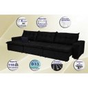 Ver imagem 3 de Sofá Austrália 3.82M Retrátil e Reclinável. Molas e Pillow No Assento Tecido Suede Preto Cama
