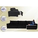 Ver imagem 2 de Sofá Austrália 4.12M Retrátil e Reclinável. Molas e Pillow No Assento Tecido Suede Preto Cama