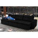 Ver imagem 1 de Sofá Austrália 4.12M Retrátil e Reclinável. Molas e Pillow No Assento Tecido Suede Preto Cama