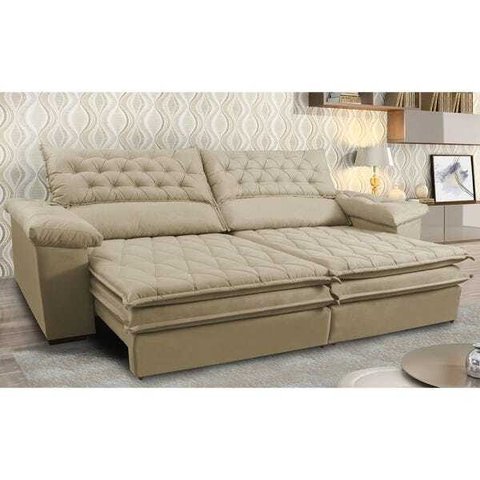 Sofá Retrátil e Reclinável Molas Ensacadas Cama Inbox Botonê 2,12M Espuma Viscoelástico Suede