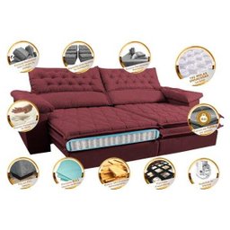 Sofá Retrátil e Reclinável Molas Ensacadas Cama Inbox Botonê 2,12M Espuma Viscoelástico Suede - 3