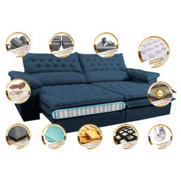 Sofá Retrátil e Reclinável Molas Ensacadas Cama Inbox Botonê 2,32M Espuma Viscoelástico Suede - 3