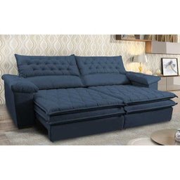 Sofá Retrátil e Reclinável Molas Ensacadas Cama Inbox Botonê 2,32M Espuma Viscoelástico Suede - 1