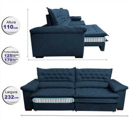 Sofá Retrátil e Reclinável Molas Ensacadas Cama Inbox Botonê 2,32M Espuma Viscoelástico Suede - 2