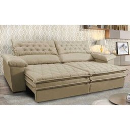 Sofá Retrátil e Reclinável Molas Ensacadas Cama Inbox Botonê 2,32M Espuma Viscoelástico Suede - 1