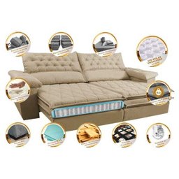Sofá Retrátil e Reclinável Molas Ensacadas Cama Inbox Botonê 2,32M Espuma Viscoelástico Suede - 3