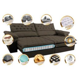 Sofá Retrátil e Reclinável Molas Ensacadas Cama Inbox Botonê 2,32M Espuma Viscoelástico Suede - 3