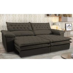 Sofá Retrátil e Reclinável Molas Ensacadas Cama Inbox Botonê 2,32M Espuma Viscoelástico Suede - 1