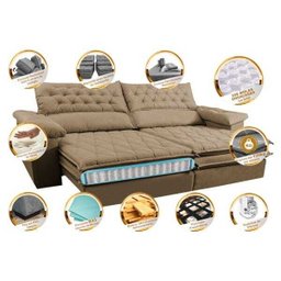 Sofá Retrátil e Reclinável Molas Ensacadas Cama Inbox Botonê 2,32M Espuma Viscoelástico Suede - 3