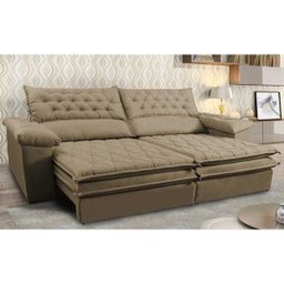 Sofá Retrátil e Reclinável Molas Ensacadas Cama Inbox Botonê 2,32M Espuma Viscoelástico Suede - 1