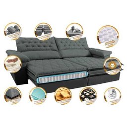 Sofá Retrátil e Reclinável Molas Ensacadas Cama Inbox Botonê 2,32M Espuma Viscoelástico Suede - 3