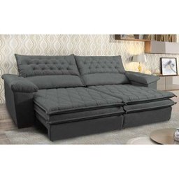 Sofá Retrátil e Reclinável Molas Ensacadas Cama Inbox Botonê 2,32M Espuma Viscoelástico Suede - 1