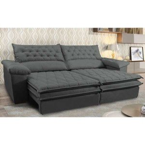 Sofá Retrátil e Reclinável Molas Ensacadas Cama Inbox Botonê 2,32M Espuma Viscoelástico Suede