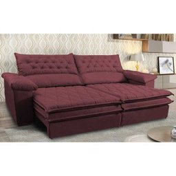 Sofá Retrátil e Reclinável Molas Ensacadas Cama Inbox Botonê 2,32M Espuma Viscoelástico Suede - 1