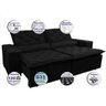 Sofá Lisboa 2,72M Retrátil e Reclinável, Molas No Assento Tecido Suede Velusoft Preto Cama Inbox - 3