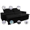 Ver imagem 3 de Sofá Lisboa 2,72M Retrátil e Reclinável, Molas No Assento Tecido Suede Velusoft Preto Cama Inbox