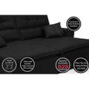 Ver imagem 4 de Sofá Cairo 3,12M Retrátil e Reclinável, Molas No Assento e 4 Almofadas Tecido Suede Preto Cama