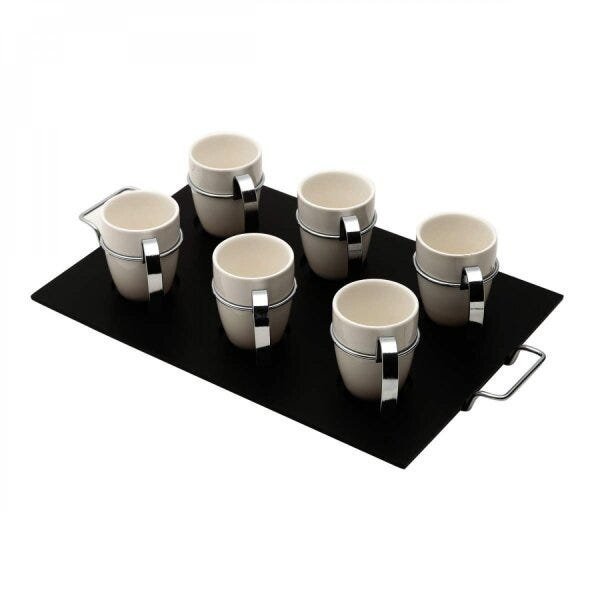 Jogo com 4 Xicara Cha 175 ml Decorado Bandeja Popular - UD Home Store