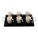 Ver imagem 2 de Jogo de Xícaras para Café Porcelana 75ml com Bandeja de Madeira 7 Peças Rojemac