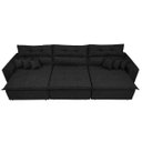 Ver imagem 5 de Sofá Cairo 3,52M Retrátil e Reclinável, Molas No Assento e 6 Almofadas Tecido Suede Preto Cama