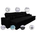 Ver imagem 3 de Sofá Cairo 3,52M Retrátil e Reclinável, Molas No Assento e 6 Almofadas Tecido Suede Preto Cama