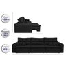 Sofá Cairo 3,52M Retrátil e Reclinável, Molas No Assento e 6 Almofadas Tecido Suede Preto Cama - 2