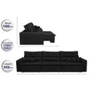 Ver imagem 2 de Sofá Cairo 3,52M Retrátil e Reclinável, Molas No Assento e 6 Almofadas Tecido Suede Preto Cama