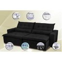 Ver imagem 3 de Sofá Montenegro 2,52M Retrátil e Reclinável, Mola No Assento e 2 Almofadas Lombar Tecido Suede