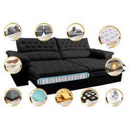 Sofá Retrátil e Reclinável Molas Ensacadas Cama Inbox Botonê 2,32M Espuma Viscoelástico Suede - 3