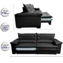 Ver imagem 2 de Sofá Retrátil e Reclinável Molas Ensacadas Cama Inbox Botonê 2,32M Espuma Viscoelástico Suede