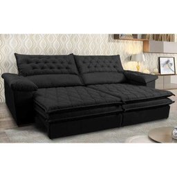 Sofá Retrátil e Reclinável Molas Ensacadas Cama Inbox Botonê 2,32M Espuma Viscoelástico Suede - 1