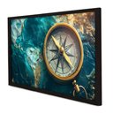 Ver imagem 1 de Quadro Decorativo a Bussola e o Mapa em Moldura Caixa Tacolado Moldura Trad 1cm Preta sem Vidro 40 X