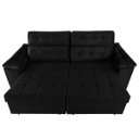 Ver imagem 5 de Sofá Retrátil e Reclinável New Austrália 2,25M Tecido Suede Velusoft Preto Cama Inbox