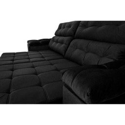 Sofá Retrátil e Reclinável New Austrália 2,25M Tecido Suede Velusoft Preto Cama Inbox - 4