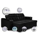 Ver imagem 3 de Sofá Retrátil e Reclinável New Austrália 2,25M Tecido Suede Velusoft Preto Cama Inbox